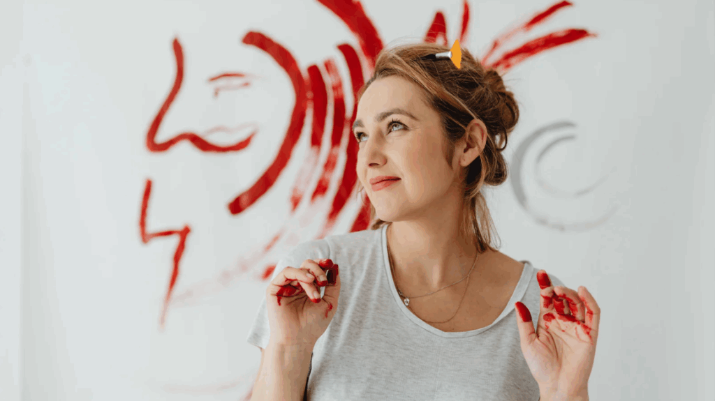 art creation in finger paint by a woman with ADHD