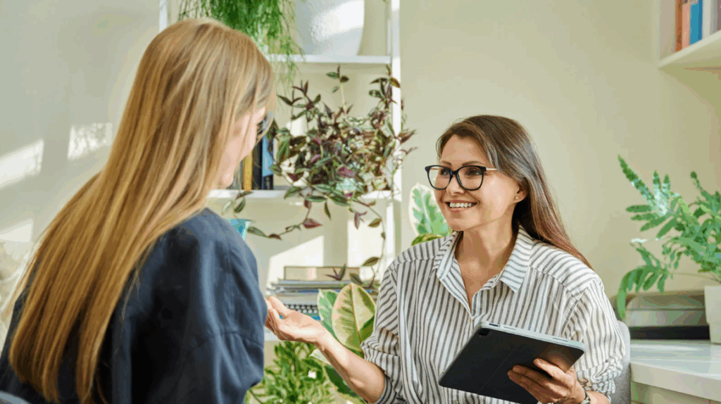 woman with mental health concerns seeking professional help