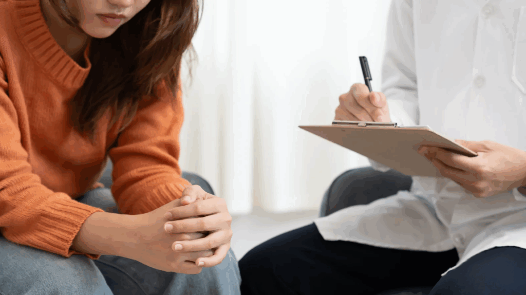 young woman seeking help of a psychiatrist