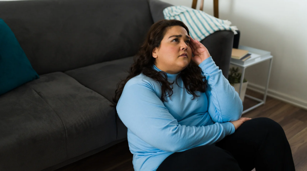 woman is showing intensified anxiety