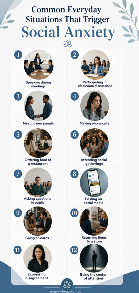 common everyday situations that trigger social anxiety